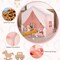 Costway Kid's Play Tent Toddler Playhouse Castle Solid Wood Frame with Washable Mat Orange/Pink